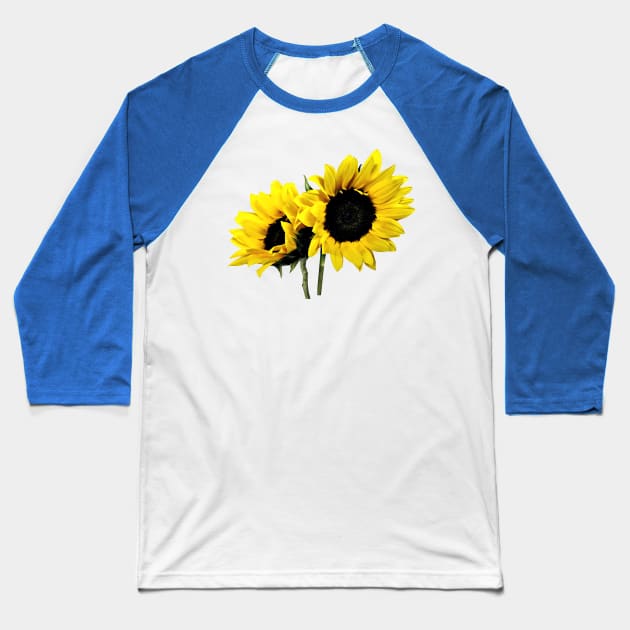 Two Small Sunflowers Baseball T-Shirt by SusanSavad